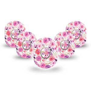 ExpressionMed Romantic Blooms Dexcom G7 Mini Tape, Dexcom Stelo Glucose Biosensor System, 5-Pack Tape and 5-Pack Sticker, Blossom Motif, Patch Continuous Glucose Monitor Design