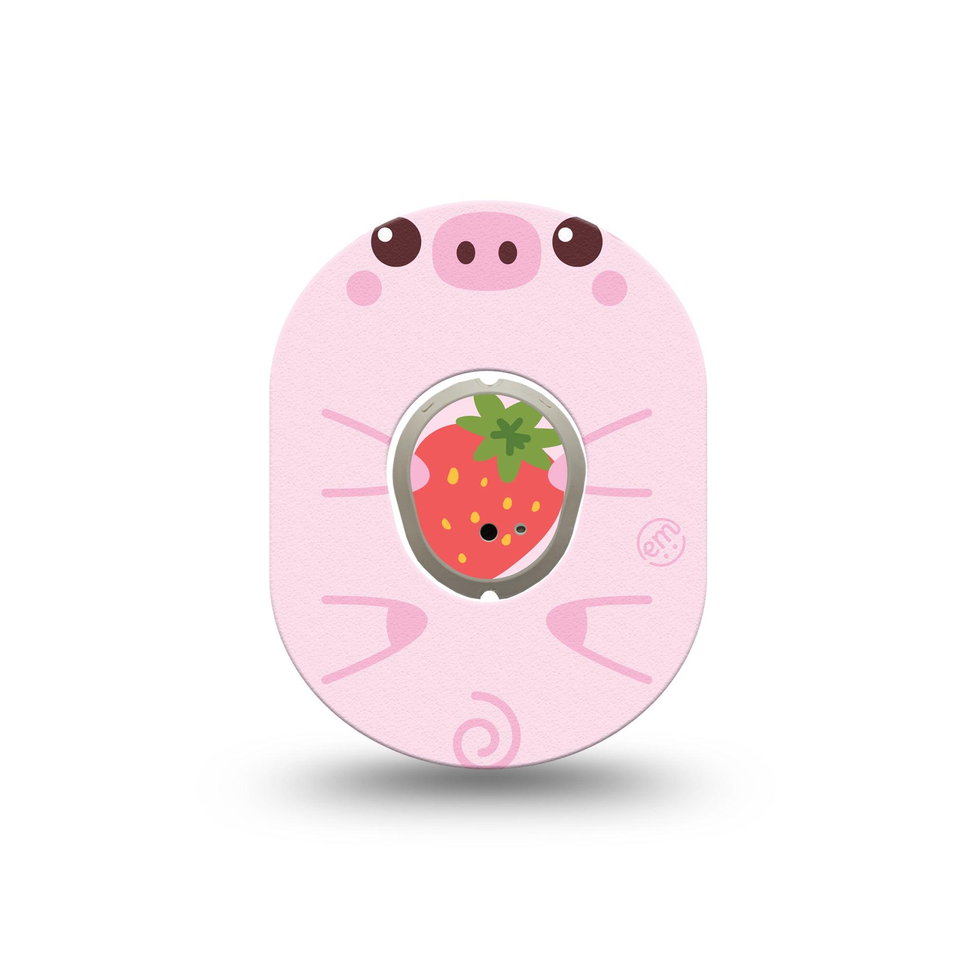 ExpressionMed Strawberry Piglet Dexcom G7 Mini Tape, Dexcom Stelo Glucose Biosensor System, Single Tape and Single Sticker, Piglet Treats, Patch Continuous Glucose Monitor Design