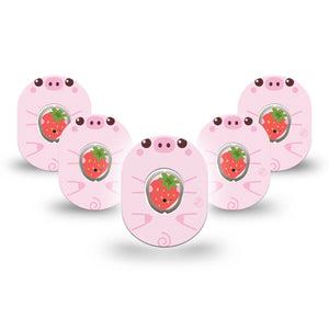 ExpressionMed Strawberry Piglet Dexcom G7 Mini Tape, Dexcom Stelo Glucose Biosensor System, 5-Pack Tape and 5-Pack Sticker, Piglet Treats, Patch Continuous Glucose Monitor Design
