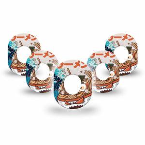 ExpressionMed Angry Ramen Dexcom G7 Mini Tape, Dexcom Stelo Glucose Biosensor System, 5-Pack Tape, Homemade Ramen Patch Continuous Glucose Monitor Design, Dexcom Stelo Glucose Biosensor System