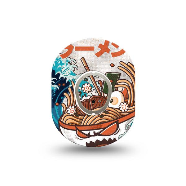 ExpressionMed Angry Ramen Dexcom G7 Mini Tape, Dexcom Stelo Glucose Biosensor System, Single Tape and Single Sticker, Ramen Toppings, Patch Continuous Glucose Monitor Design