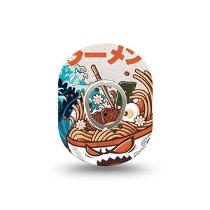 ExpressionMed Angry Ramen Dexcom G7 Mini Tape, Dexcom Stelo Glucose Biosensor System, Single Tape and Single Sticker, Ramen Toppings, Patch Continuous Glucose Monitor Design