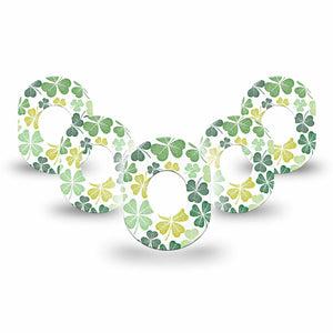 ExpressionMed Clover Pile Dexcom G7 Mini Tape, Dexcom Stelo Glucose Biosensor System, 5-Pack Tape St. Patrick's Day Theme, Patch Continuous Glucose Monitor Design