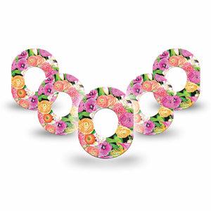 ExpressionMed Hand Painted Flowers Dexcom G7 Mini Tape, Dexcom Stelo Glucose Biosensor System, 5-Pack Hand drawn flowers Patch Continuous Glucose Monitor Design