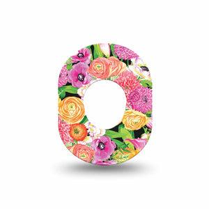 ExpressionMed Hand Painted Flowers Dexcom G7 Mini Tape, Dexcom Stelo Glucose Biosensor System, Single Hand drawn flowers Patch Continuous Glucose Monitor Design