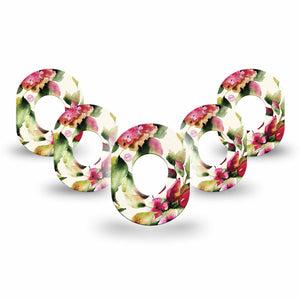 ExpressionMed Floral Romance Dexcom G7 Mini Tape, Dexcom Stelo Glucose Biosensor System, 5-Pack Tape, Red Hydrangeas Plaster Design, Dexcom Stelo Glucose Biosensor System
