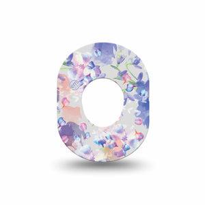 ExpressionMed Dreamy Blooms Dexcom G7 Mini Tape, Dexcom Stelo Glucose Biosensor System, Single baby blue purple flowers Patch Continuous Glucose Monitor Design