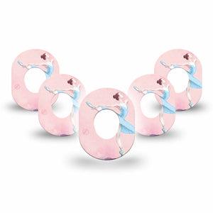 ExpressionMed Ballerina Dexcom G7 Mini Tape, Dexcom Stelo Glucose Biosensor System, 5-Pack soft pink ballerina Patch Continuous Glucose Monitor Design