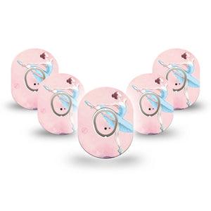 ExpressionMed Ballerina Dexcom G7 Mini Tape, Dexcom Stelo Glucose Biosensor System, 5-Pack Tape and 5-Pack Sticker Soft Pink Ballerina Patch Continuous Glucose Monitor Design