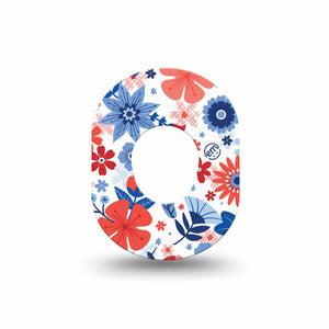 ExpressionMed July Flowers Dexcom G7 Mini Tape, Dexcom Stelo Glucose Biosensor System, Single july 4th garden Patch Continuous Glucose Monitor Design