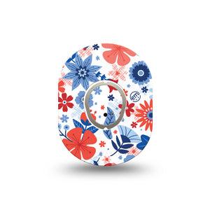 ExpressionMed July Flowers Dexcom G7 Mini Tape, Dexcom Stelo Glucose Biosensor System,  Single Tape and Single Sticker United States Garden Patch Continuous Glucose Monitor Design