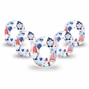 ExpressionMed Summer Gnomies Dexcom G7 Mini Tape, Dexcom Stelo Glucose Biosensor System, 5-Pack july 4th garden Patch Continuous Glucose Monitor Design