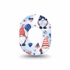 ExpressionMed Summer Gnomies Dexcom G7 Mini Tape, Dexcom Stelo Glucose Biosensor System, Single july 4th garden Patch Continuous Glucose Monitor Design