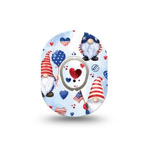 ExpressionMed Summer Gnomies Dexcom G7 Mini Tape, Dexcom Stelo Glucose Biosensor System,  Single Tape and Single Sticker USA Flag Flower Garden Patch Continuous Glucose Monitor Design