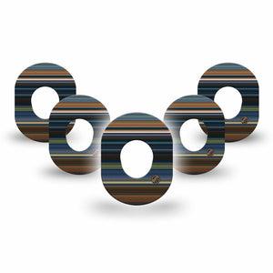 ExpressionMed Dark Stripes Dexcom G7 Mini Tape, Dexcom Stelo Glucose Biosensor System, 5-Pack dark horizontal stripes Patch Continuous Glucose Monitor Design