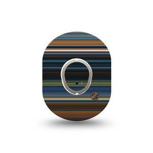 ExpressionMed Dark Stripes Dexcom G7 Mini Tape, Dexcom Stelo Glucose Biosensor System, Single Tape and Single Sticker Dark Horizontal Stripes Patch Continuous Glucose Monitor Design