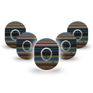 ExpressionMed Dark Stripes Dexcom G7 Mini Tape, Dexcom Stelo Glucose Biosensor System,  5-Pack Tape and 5-Pack Sticker Y2k Striped Patch Continuous Glucose Monitor Design