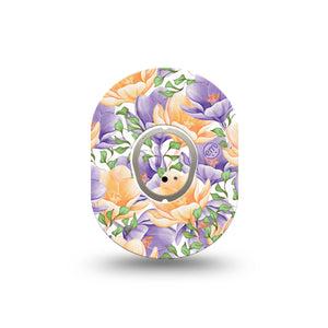 ExpressionMed Crocus Flowers Dexcom G7 Mini Single purple crocus Patch Continuous Glucose Monitor Design, Dexcom Stelo Glucose Biosensor System with center sticker