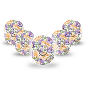 ExpressionMed Crocus Flowers Dexcom G7 Mini 5-Pack crocus bulbs Patch Continuous Glucose Monitor Design, Dexcom Stelo Glucose Biosensor System with center stickers