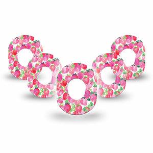 ExpressionMed Strawberry Crush Dexcom G7 Mini Tape, Dexcom Stelo Glucose Biosensor System, 5-Pack Strawberry shortcake theme Patch Continuous Glucose Monitor Design