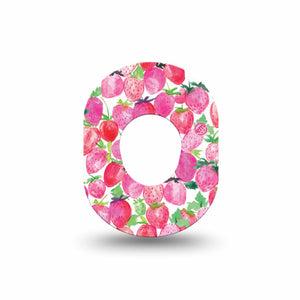 ExpressionMed Strawberry Crush Dexcom G7 Mini Tape, Dexcom Stelo Glucose Biosensor System, Single Strawberry shortcake theme Patch Continuous Glucose Monitor Design