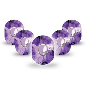 ExpressionMed Purple Storm Dexcom G7 Mini Tape, Dexcom Stelo Glucose Biosensor System, 5-Pack Tape and Sticker, Stormy purple pattern Patch Continuous Glucose Monitor Design