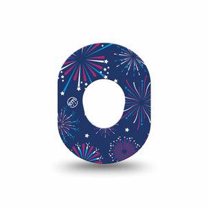 ExpressionMed Night Sky Celebration Dexcom G7 Mini Tape, Dexcom Stelo Glucose Biosensor System, Single Radiant Fireworks Patch Continuous Glucose Monitor Design