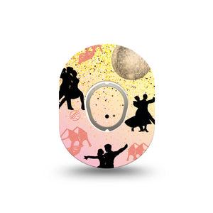 ExpressionMed  Ballroom Dexcom G7 Mini Tape, Dexcom Stelo Glucose Biosensor System,  Single Tape and Single Sticker Upbeat Tempo Dancers Patch Continuous Glucose Monitor Design