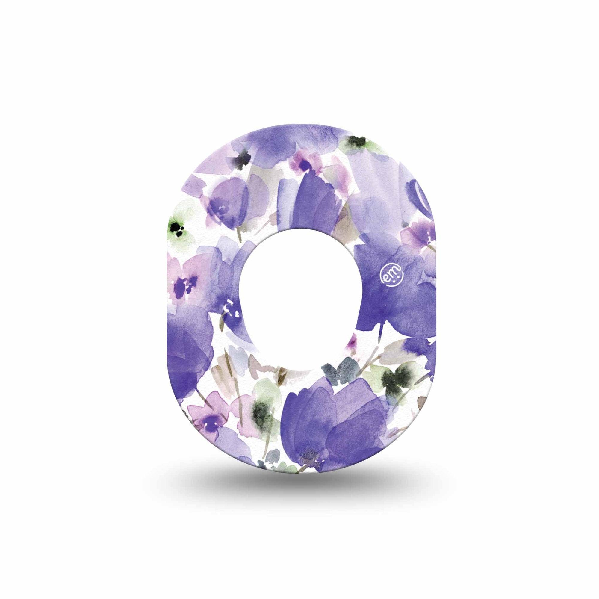 ExpressionMed Italian Blooms Dexcom G7 Mini Tape, Dexcom Stelo Glucose Biosensor System, Single Tape Soft Purple Florals Patch Continuous Glucose Monitor Design
