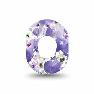 ExpressionMed Italian Blooms Dexcom G7 Mini Tape, Dexcom Stelo Glucose Biosensor System, Single Tape Soft Purple Florals Patch Continuous Glucose Monitor Design