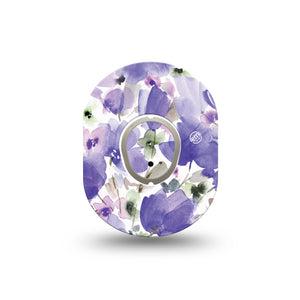 ExpressionMed Italian Blooms Dexcom G7 Mini Tape, Dexcom Stelo Glucose Biosensor System, Single Tape and Single Sticker Soothing Purple Lavender Flowers Patch Continuous Glucose Monitor Design