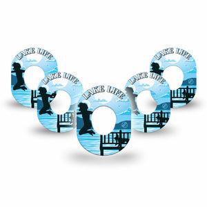 ExpressionMed Lake Life Dexcom G7 Mini Tape, Dexcom Stelo Glucose Biosensor System,  5-Pack Ocean Side Flip Flops Patch Continuous Glucose Monitor Design