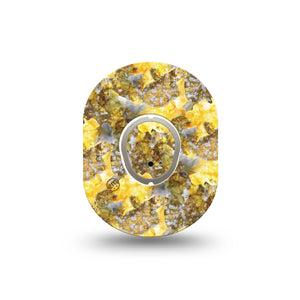 ExpressionMed Fall Camo Dexcom G7 Mini Tape, Dexcom Stelo Glucose Biosensor System,  Single Tape and Single Sticker Hunting Yellow Camo Inspired Patch Continuous Glucose Monitor Design