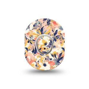 ExpressionMed Tinted Blooms Dexcom G7 Mini Tape, Dexcom Stelo Glucose Biosensor System,  Single Tape and Single Sticker Soft Color Palette Flower Painting Patch Continuous Glucose Monitor Design