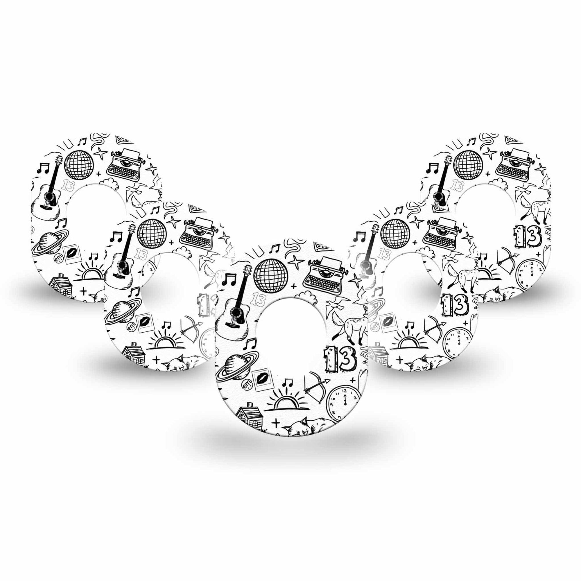 ExpressionMed Swift Dexcom G7 Mini Tape, Dexcom Stelo Glucose Biosensor System, 5-Pack Taylor Swift Eras References Patch Continuous Glucose Monitor Design