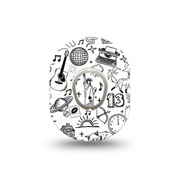 ExpressionMed Swift Dexcom G7 Mini Tape, Dexcom Stelo Glucose Biosensor System, Single Tape and Single Sticker Taylor Swift Lover Era Patch Continuous Glucose Monitor Design