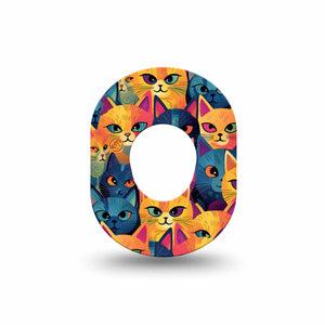 ExpressionMed Catorama Dexcom G7 Mini Tape, Dexcom Stelo Glucose Biosensor System,  Single Tape Brightly Colored Kitty Art Patch Continuous Glucose Monitor Design