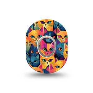 ExpressionMed Catorama Dexcom G7 Mini Tape, Dexcom Stelo Glucose Biosensor System,  Single Tape and Single Sticker Cute Cat Face Patterns Patch Continuous Glucose Monitor Design