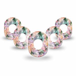 ExpressionMed Flower Clouds Dexcom G7 Mini Tape, Dexcom Stelo Glucose Biosensor System, 5-Pack Tape Soft-Colored Petals, Patch Continuous Glucose Monitor Design