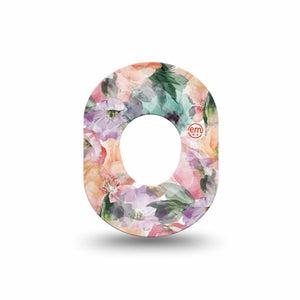 ExpressionMed Flower Clouds Dexcom G7 and Stelo Mini Tape, Dexcom Stelo Glucose Biosensor System, Single Tape Peachy and Pink Petals, Patch Continuous Glucose Monitor Design