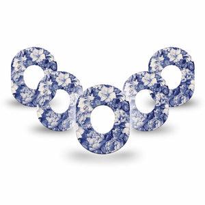 ExpressionMed Moody Blues Dexcom G7 Mini Tape, Dexcom Stelo Glucose Biosensor System, 5-Pack Tape Blue Noir Flower Variety, Patch Continuous Glucose Monitor Design