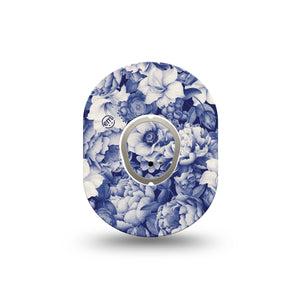 ExpressionMed Moody Blues Dexcom G7 Mini Tape, Dexcom Stelo Glucose Biosensor System, Single Tape and Single Sticker Blue Noir Flower Variety, Patch Continuous Glucose Monitor Design