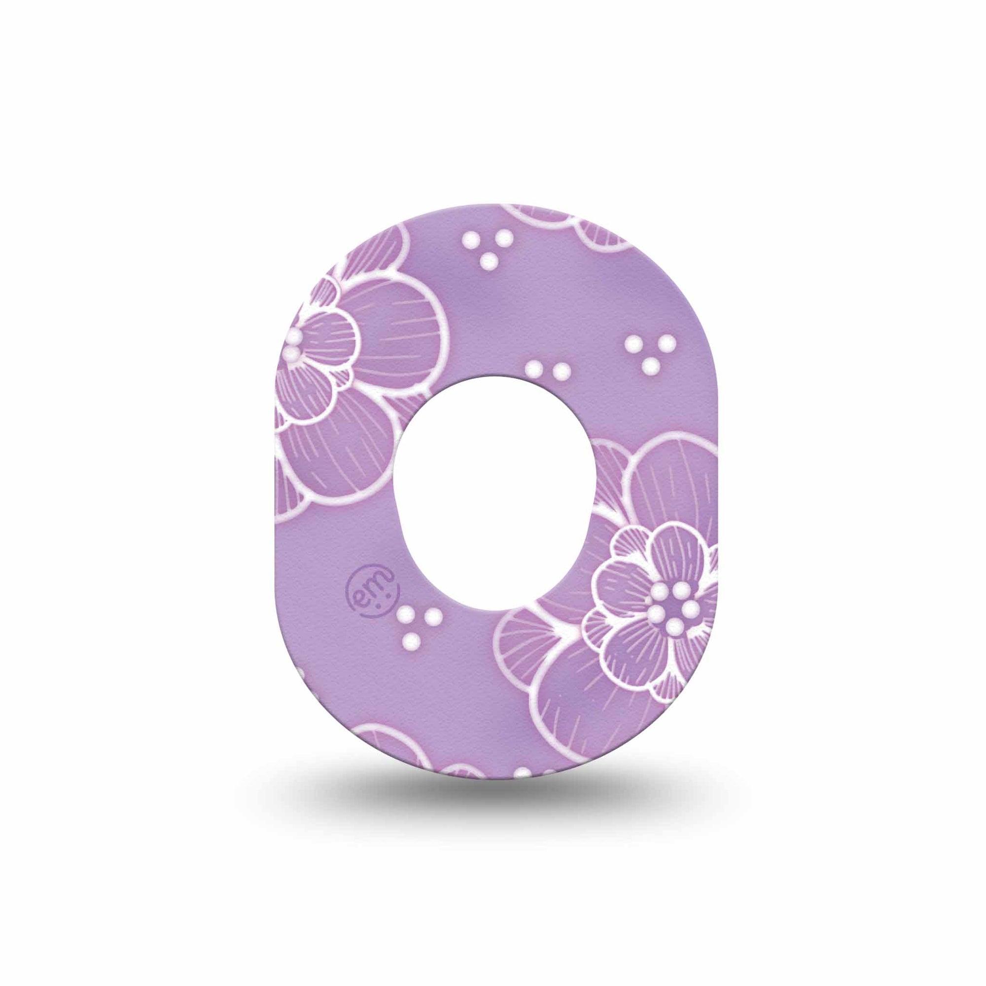 ExpressionMed Purple Flowers Dexcom G7 Mini Tape, Dexcom Stelo Glucose Biosensor System, Single Tape Lilac Purple Flowers, Patch Continuous Glucose Monitor Design