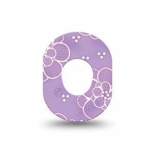 ExpressionMed Purple Flowers Dexcom G7 Mini Tape, Dexcom Stelo Glucose Biosensor System, Single Tape Lilac Purple Flowers, Patch Continuous Glucose Monitor Design