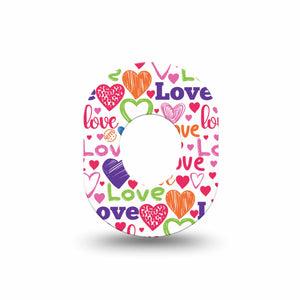 ExpressionMed Abundance of Love Dexcom G7 Mini Tape, Dexcom Stelo Glucose Biosensor System, Single Tape Cute Colorful Hearts Love, Patch Continuous Glucose Monitor Design