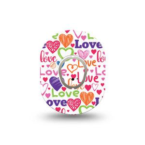 ExpressionMed Abundance of Love Dexcom G7 Mini Tape, Dexcom Stelo Glucose Biosensor System, Single Tape and Single Sticker Valentine's Day Card Inspired Patch Continuous Glucose Monitor Design