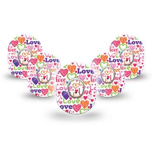 ExpressionMed Abundance of Love Dexcom G7 Mini Tape, Dexcom Stelo Glucose Biosensor System, 5- Pack Tape and 5- Pack Sticker Valentine's Day Card Inspired, Patch Continuous Glucose Monitor Design