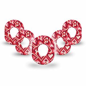 ExpressionMed Valentine Hearts Dexcom G7 Mini Tape, Dexcom Stelo Glucose Biosensor System, 5-Pack Tape Pink Red Brown Heart Burst, Patch Continuous Glucose Monitor Design
