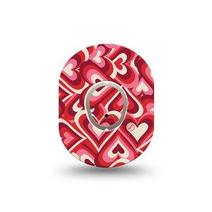 ExpressionMed Valentine Hearts Dexcom G7 Mini Tape, Dexcom Stelo Glucose Biosensor System, Single Tape and Single Sticker Heart Burst Pattern, Patch Continuous Glucose Monitor Design
