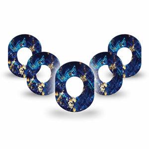 ExpressionMed Molten Midnight Dexcom G7 Mini Tape, Dexcom Stelo Glucose Biosensor System, 5-Pack Tape Smoky Melted Blue Hues Gold, Patch Continuous Glucose Monitor Design